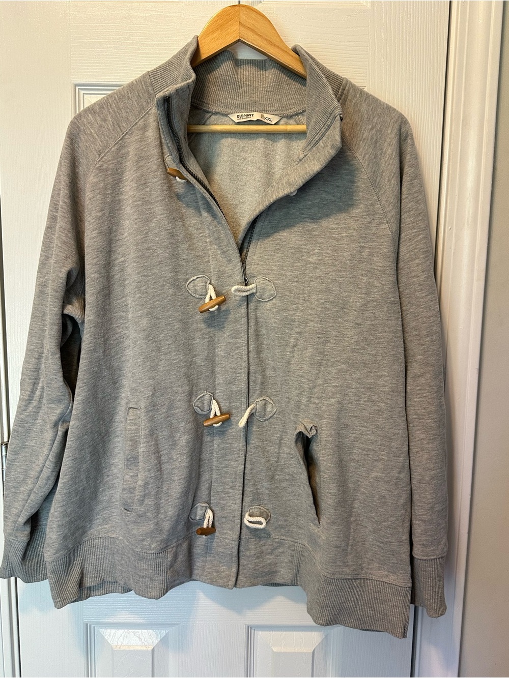 Old Navy Light Gray Toggle Sweatshirt Jacket
